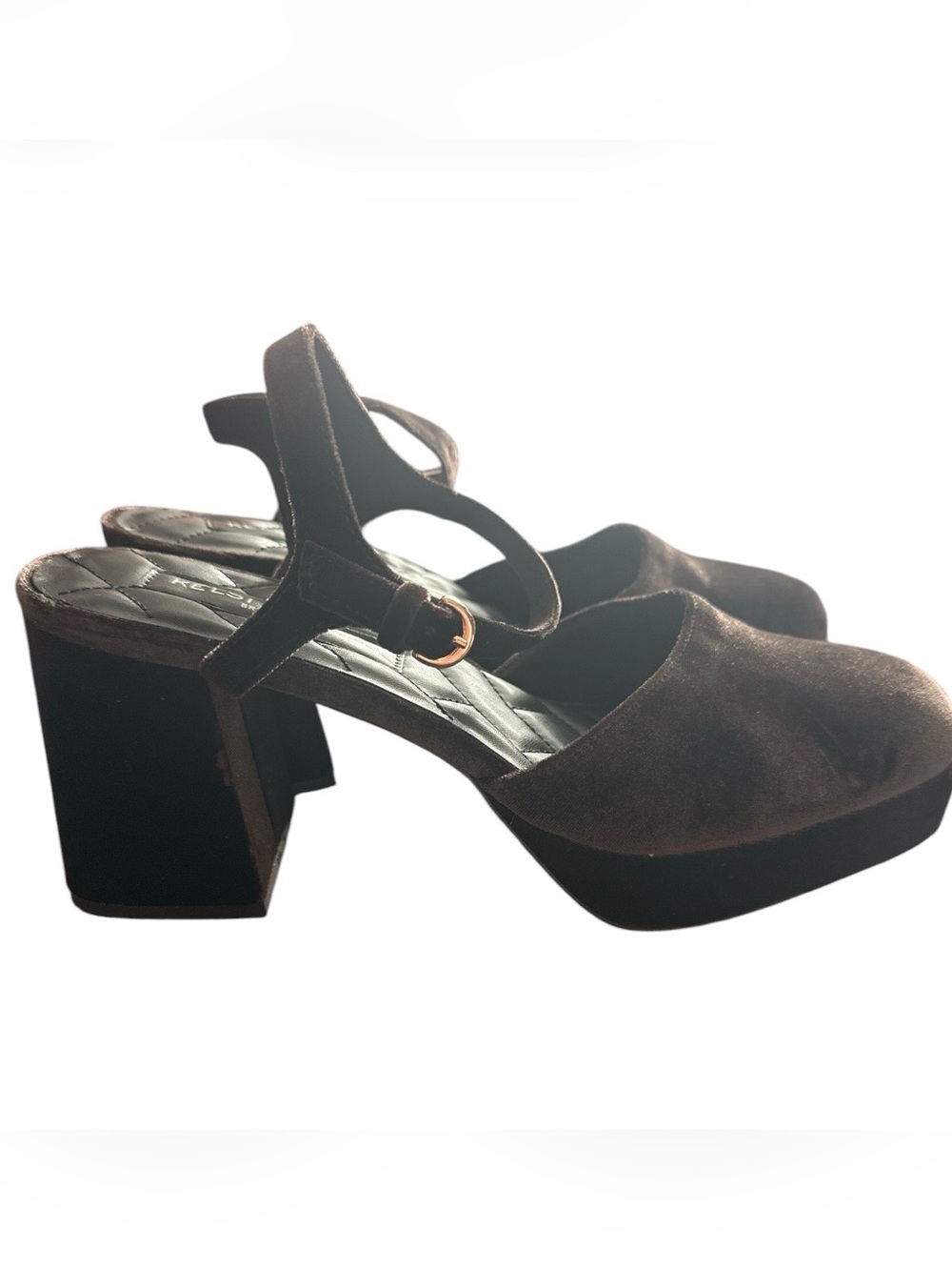 Kelsi Dagger Brooklyn Edna Mary Jane Velvet Block Heels